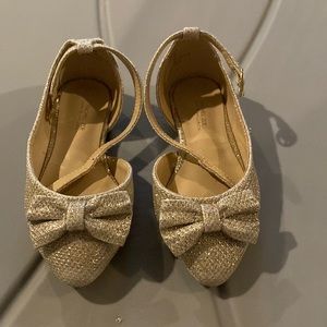 Janie and Jack x Rachel Zoe Metallic Bow Flat Dress Shoes Gold Size 6